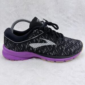Brooks Launch 5 Womens Running Shoes Black Purple Geometric Size 9 Sneaker